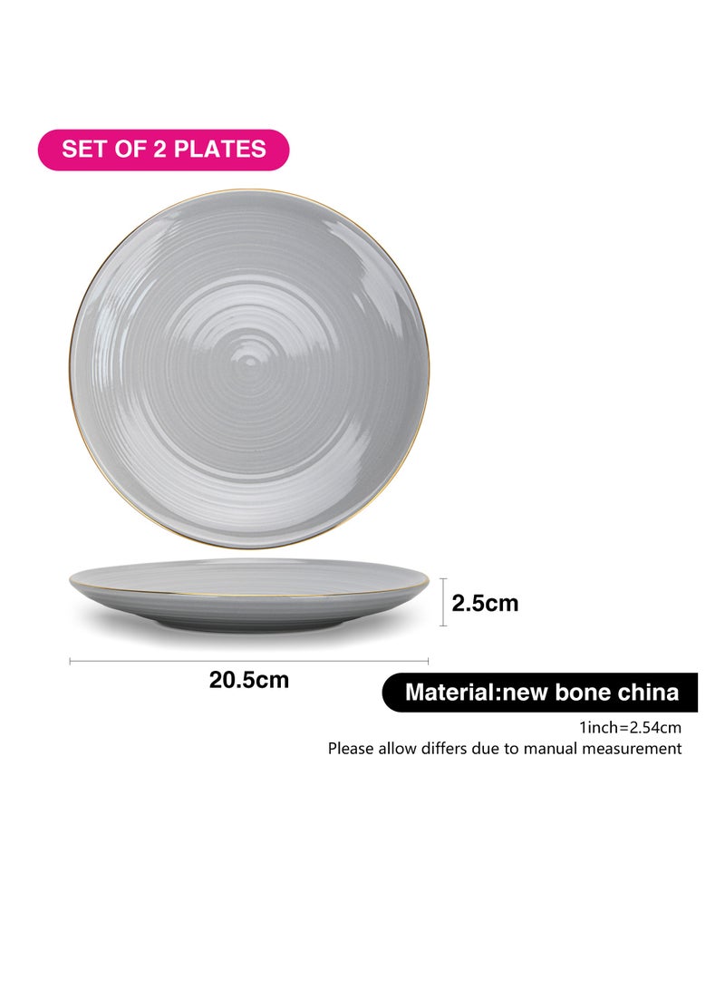 Fissman طقم أطباق عشاء من قطعتين 21 سم، أطباق بورسلين دائرية من سلسلة فيرمينا، طقم أدوات مائدة أنيق بحافة ذهبية، مع أطباق ذات لمسة ناعمة ولامعة - Image 3