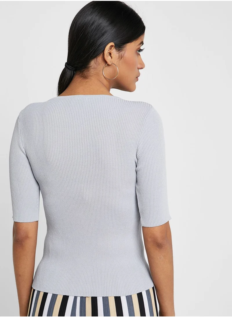 ELLA U Neck Ribbed Top