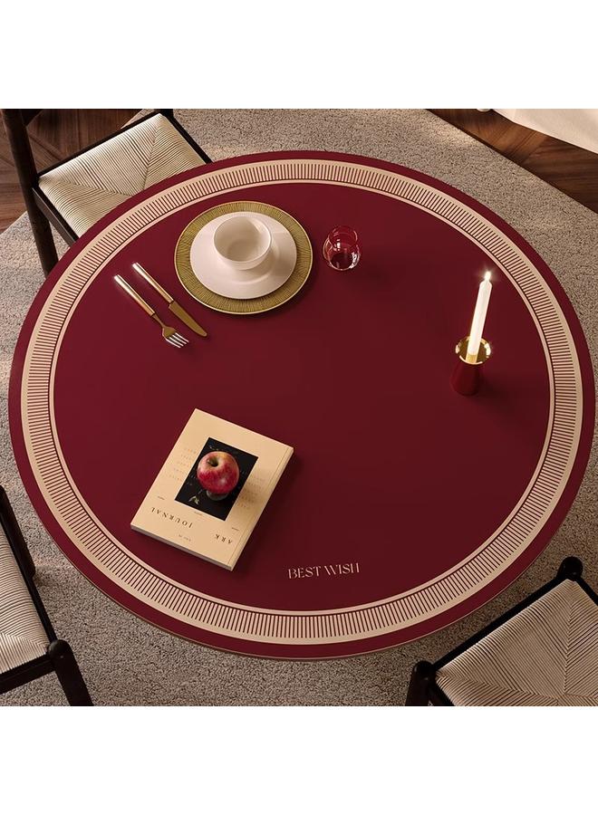 Bluejw Tablecloth Oil-resistant Dirty-resistant New Year Love Song Leather Table Mat Red Festive Light Luxury High-end Decorative Waterproof Round Tablecloth - Image 3