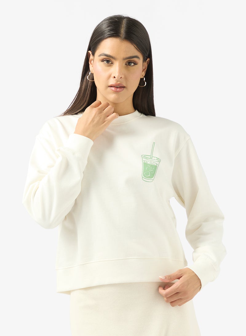 Ginger Crew Neck Oversize Matcha Sweatshirt - Image 2