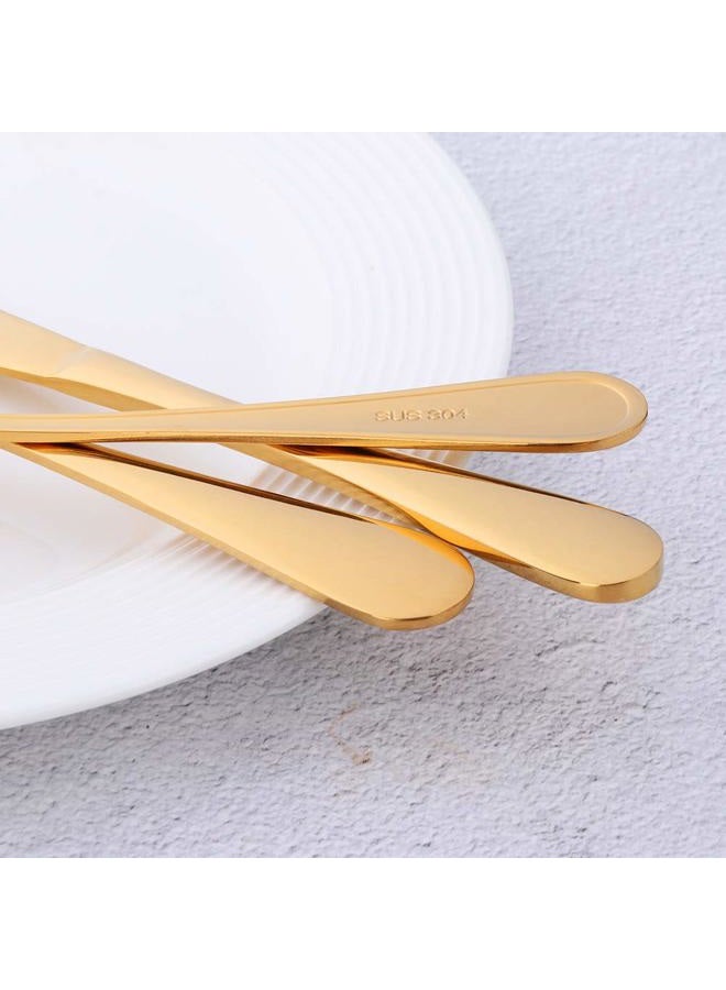 Bisda Flatware Silverware sets, 6pcs 18/8 Stainless Steel Student Cutlery Serving for 2, BPA-free Self-feeding Safe Kitchen Utensils, Mirror Polished (Gold) - Image 5