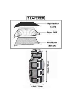 E-Retailer ERetailer Polyester 3Layered LPG Gas Cylinder Cover with Zipper Enclosure ColorGeometric Black Size26x14 Inches  - Image 2