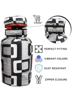 E-Retailer ERetailer Polyester 3Layered LPG Gas Cylinder Cover with Zipper Enclosure ColorGeometric Black Size26x14 Inches  - Image 4