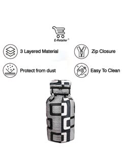 E-Retailer ERetailer Polyester 3Layered LPG Gas Cylinder Cover with Zipper Enclosure ColorGeometric Black Size26x14 Inches  - Image 3
