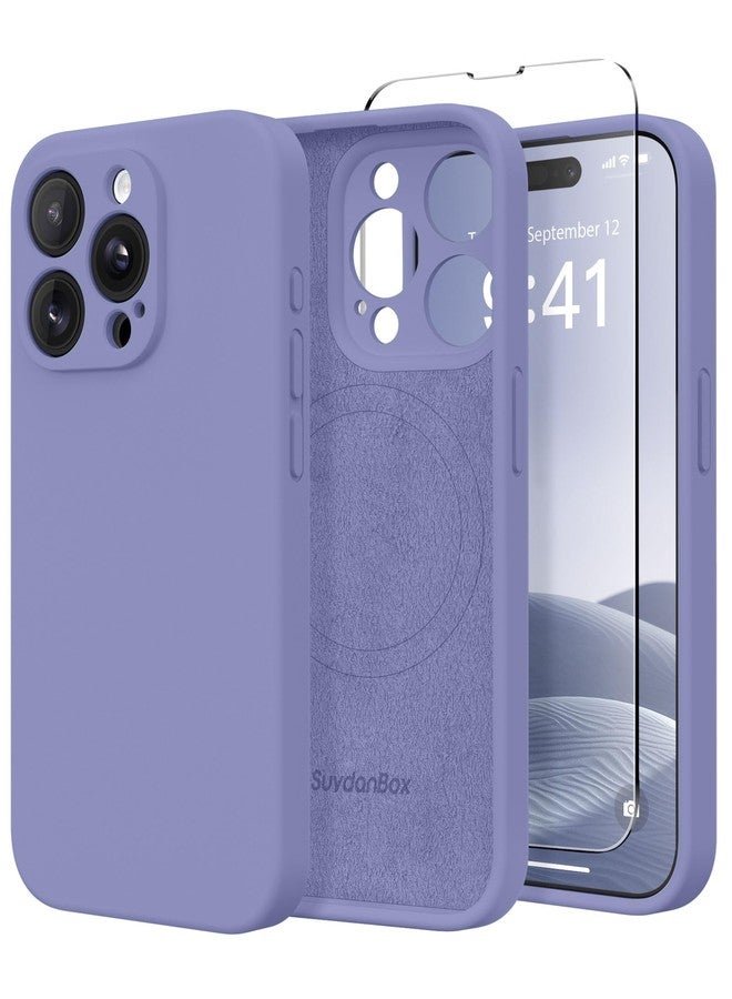 SuydanBox Magnetic for iPhone 14 Pro Case, Compatible with MagSafe, [Full Camera Protection][Screen Protector] Silicone Shockproof Protective Phone Case for iPhone 14 Pro 6.1", Lavender Gray - Image 1