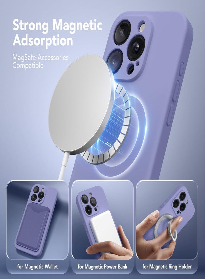 SuydanBox Magnetic for iPhone 14 Pro Case, Compatible with MagSafe, [Full Camera Protection][Screen Protector] Silicone Shockproof Protective Phone Case for iPhone 14 Pro 6.1", Lavender Gray - Image 2