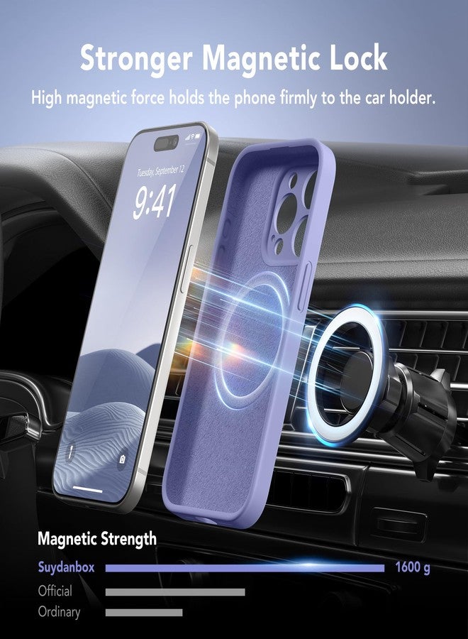 SuydanBox Magnetic for iPhone 14 Pro Case, Compatible with MagSafe, [Full Camera Protection][Screen Protector] Silicone Shockproof Protective Phone Case for iPhone 14 Pro 6.1", Lavender Gray - Image 3