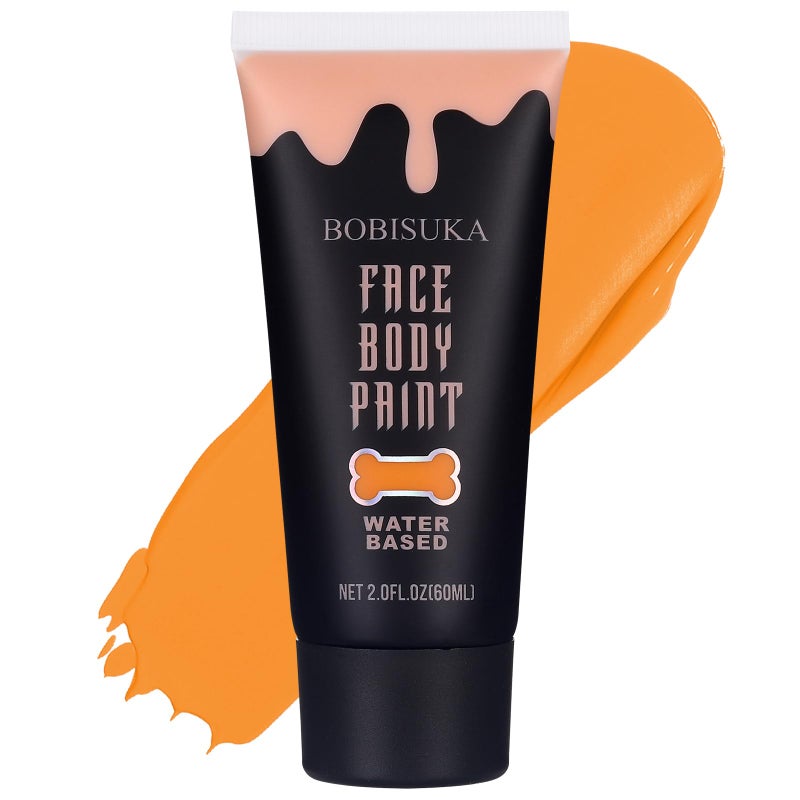 BOBISUKA Orange Face Body Paint, Water Based Face Painting for Art Theater Halloween Party Cosplay Clown SFX Makeup for Women Adults, Non-Toxic Washable - Image 1