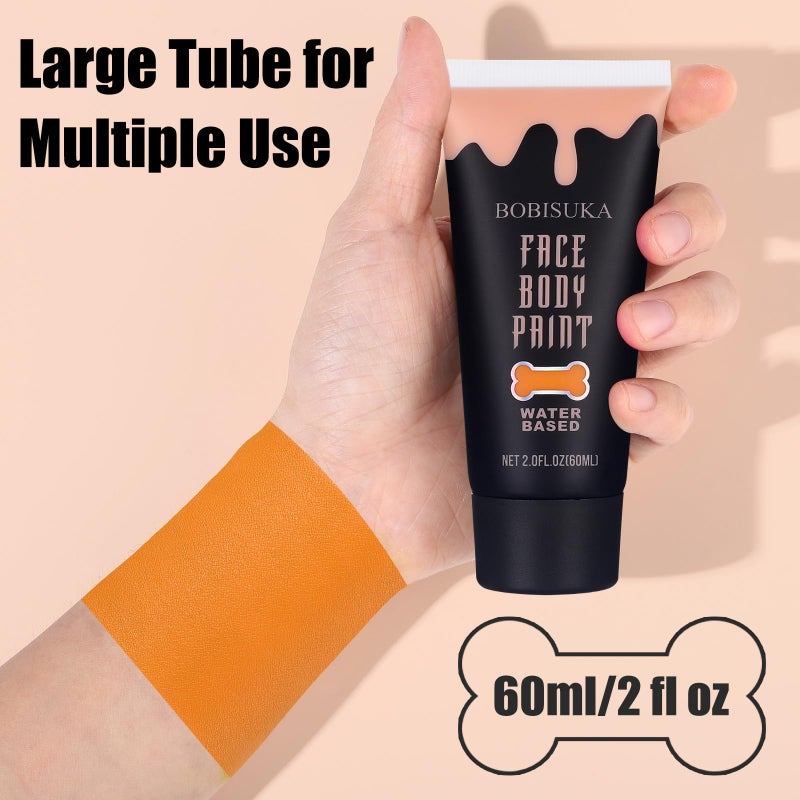 BOBISUKA Orange Face Body Paint, Water Based Face Painting for Art Theater Halloween Party Cosplay Clown SFX Makeup for Women Adults, Non-Toxic Washable - Image 2