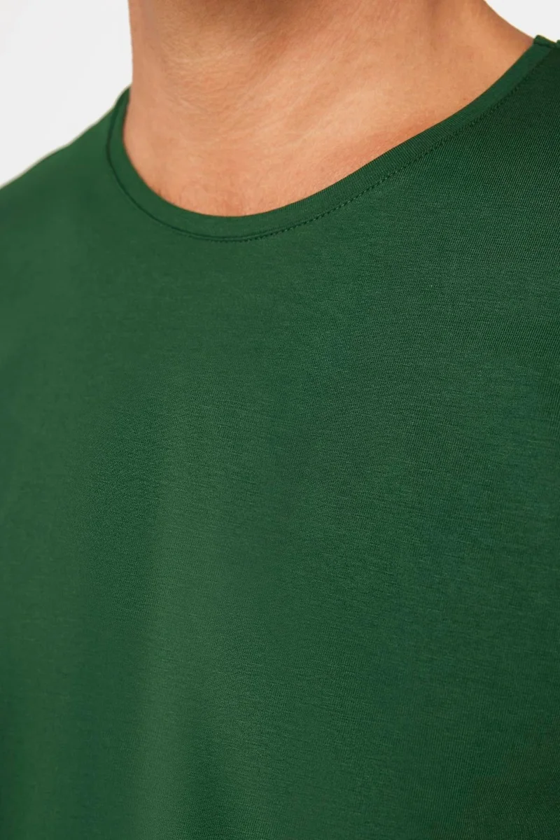 تودورس Men's Slim Fit Slim Cut Cotton Soft Texture Flexible Fabric Plain Basic Green Crew Neck T-Shirt