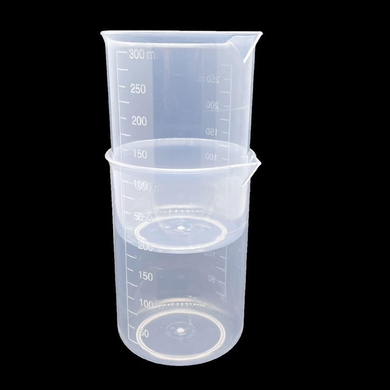 MYYZMY 9 Pack Plastic Beakers, 300ml/10.1oz Epoxy Mixing Cups, Plastic Graduated Cup Clear Measuring Cup with 50 Pcs Mixing Sticks for Resin, Epoxy, Stain, Mixing Paint - Image 4