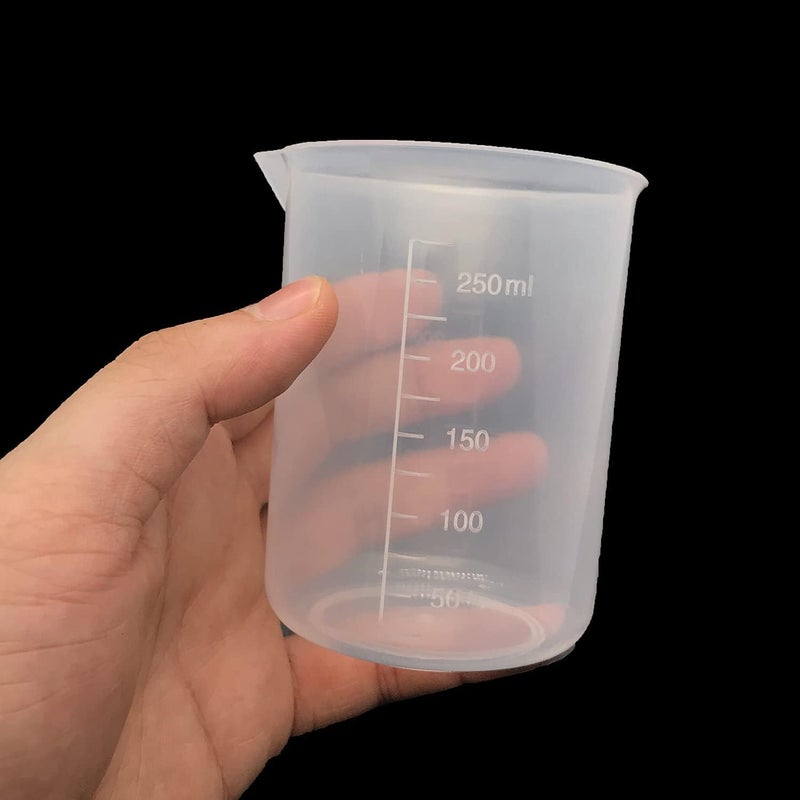 MYYZMY 9 Pack Plastic Beakers, 300ml/10.1oz Epoxy Mixing Cups, Plastic Graduated Cup Clear Measuring Cup with 50 Pcs Mixing Sticks for Resin, Epoxy, Stain, Mixing Paint - Image 3