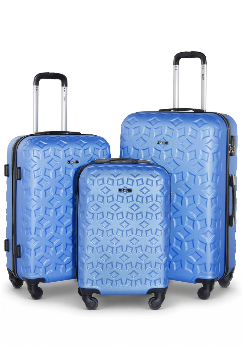 KTMC 3-Piece ABS Luggage Set 20/24/28 inches Carry-On & Checked Suitcases, KTMC-9191 Sky Blue - Image 1