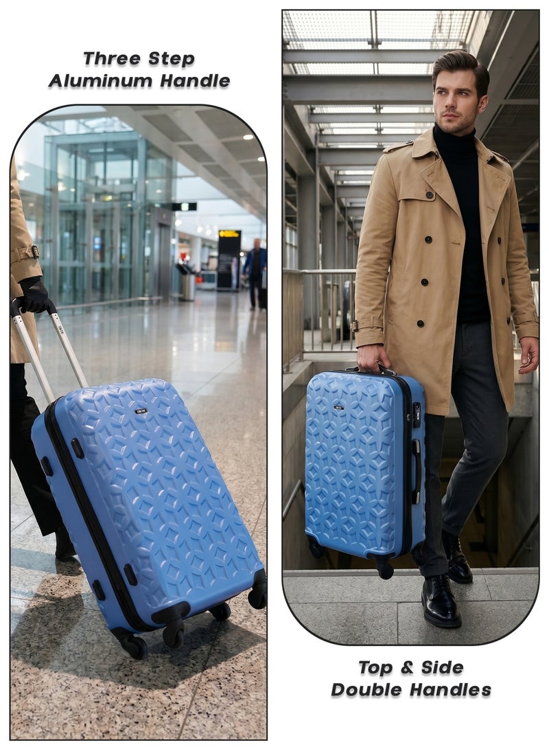 KTMC 3-Piece ABS Luggage Set 20/24/28 inches Carry-On & Checked Suitcases, KTMC-9191 Sky Blue - Image 3