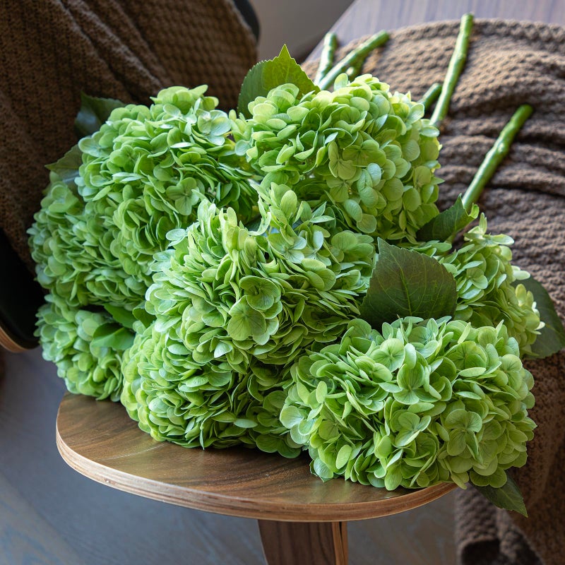DUYONE 3PCS 22 inch Realistic Artificial Hydrangea Large Real Touch Flowers Artificial Flowers Dry Flowers Outdoor Wedding Christmas Office Family Party Living Room Table Decoration (Green) - Image 5