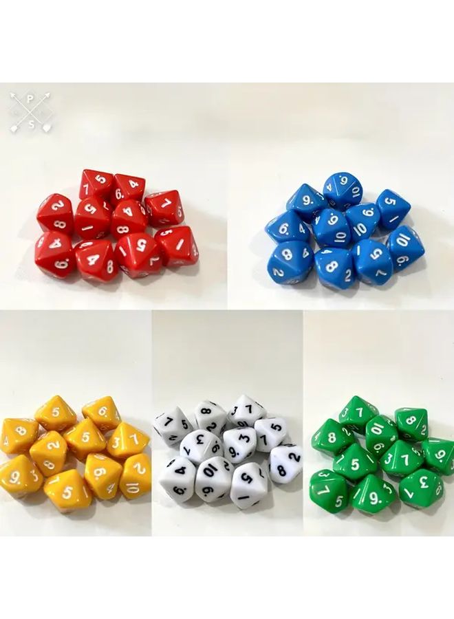 15 Pieces In 5 Colors Acrylic 10 Sided Dice Set For Multiplayer Games - Image 4