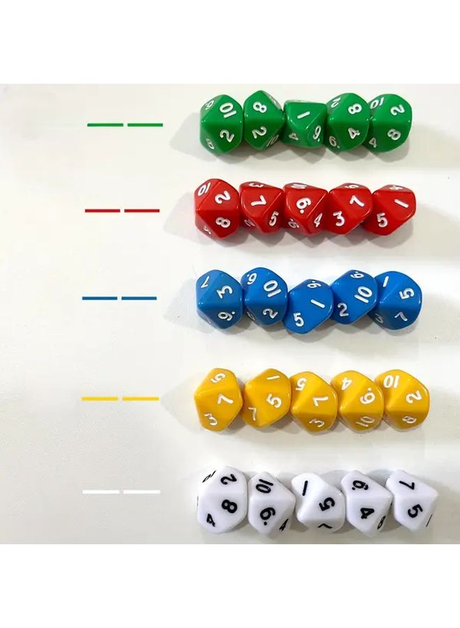 15 Pieces In 5 Colors Acrylic 10 Sided Dice Set For Multiplayer Games - Image 2