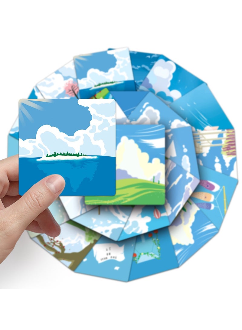 قوس قزح أورينبو 50 قطعة من ملصقات المناظر الطبيعية من الفينيل على شكل سحابة بيضاء وسماء زرقاء ورسومات جمالية للسفر لزجاجة المياه والكمبيوتر المحمول والسيارات وملصقات المناظر الطبيعية المقاومة للماء للكبار والفتيات والمراهقين والأطفال - Image 5