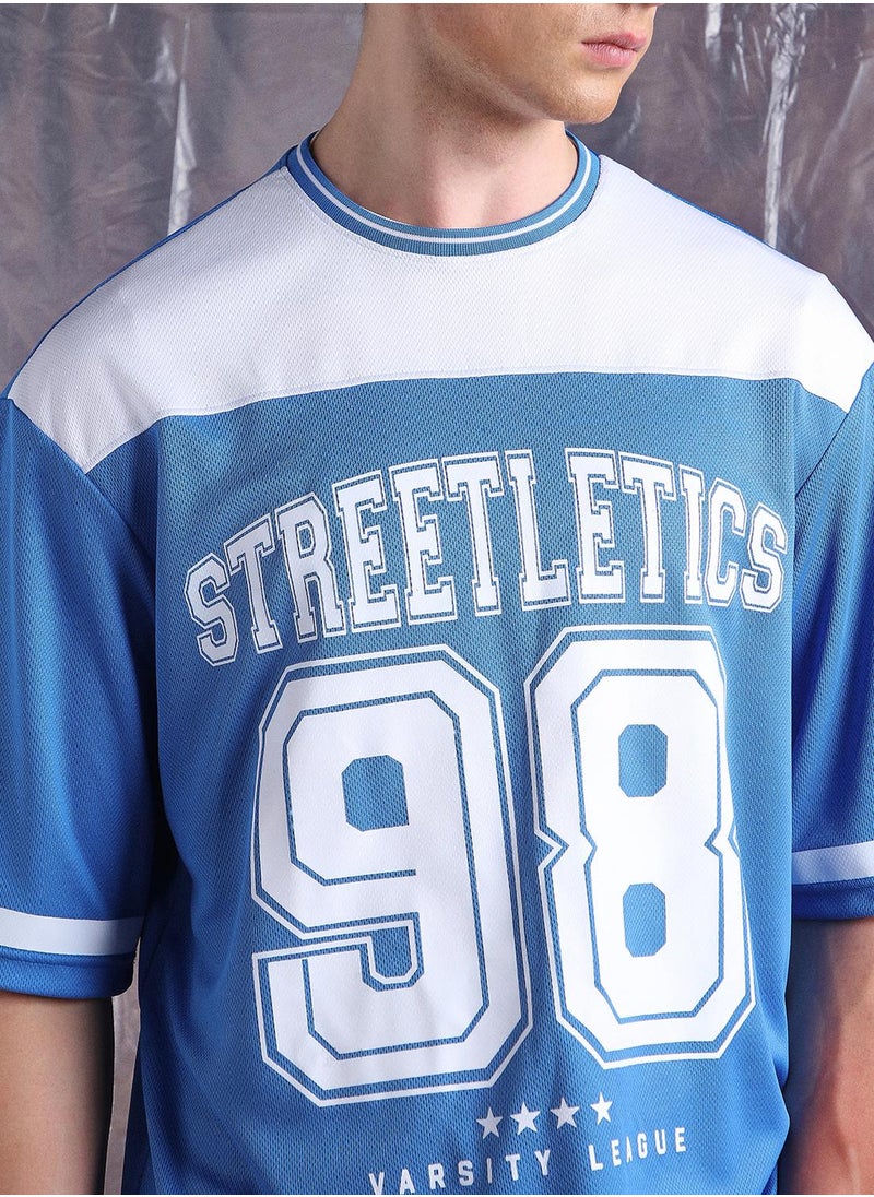 Hubberholme - Blue Oversized Tshirts Printed design crafted from 100% Polyester featuring Half Sleeve with Slip on closure. - Image 1
