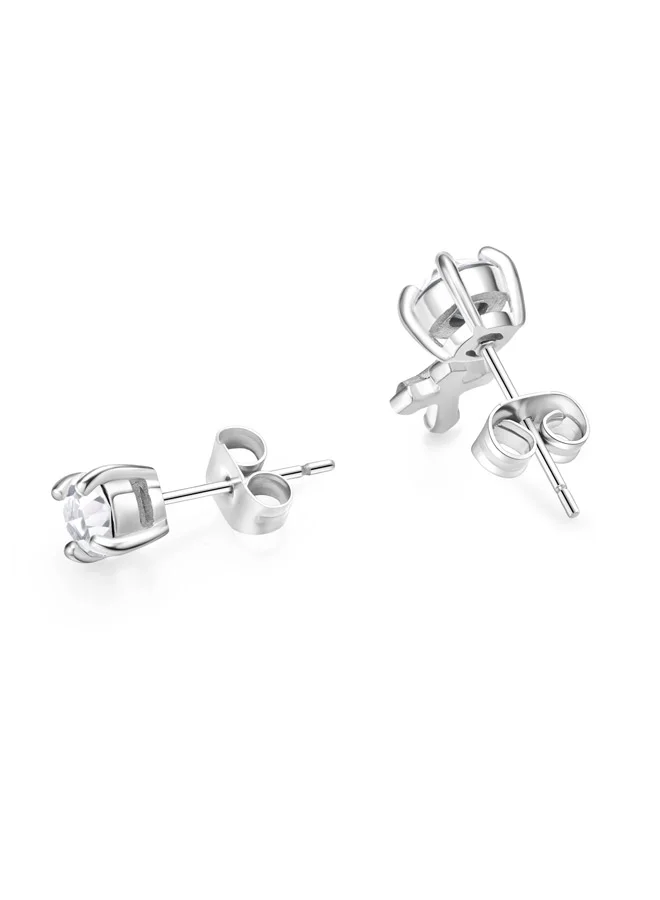 POLICE Stoneset Silver Crystal and Cross Mismatch Earrings For MenPEAGE0036501