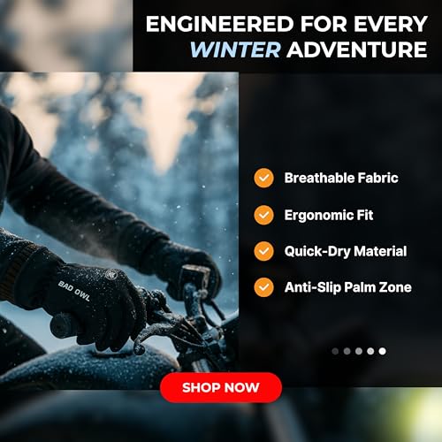 BADOWL Heat Hold Winter Gloves for Men & Women | Waterproof | Wind Resistant | Thermal Insulated | Anti-Slip Palm | Breathable | Ergonomic Fit | Quick Dry | Outdoor Gloves (Black) - Image 3