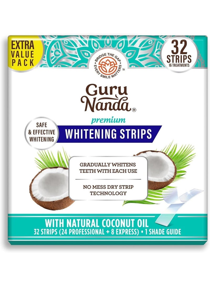 GuruNanda - Teeth Whitening Strips, 16 Day Treatment with Anti-Slip Dry Strip Technology - Image 1