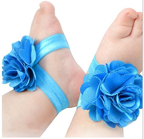 Toptim Baby Girl's Barefoot Sandals Flower for Newborn Toddlers (0-3T) (Mixed 12 Colors) - Image 2