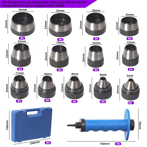 Swpeet 14Pcs 14 in 1 Gasket Hollow Punch Kit Leather Plastic Rubber Punch Set with Storage Case - Image 3