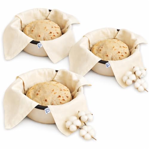 Clarkia 3 Pieces Cotton Double Layer Roti Wrap with Flaps - Muslin Cloth for Chapati and Hot Case Kitchen - Roti Cloth - Image 1