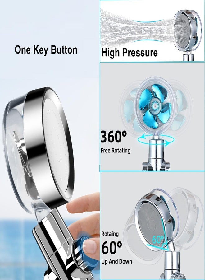 Vphom Hydro Jet High Pressure Filtered Shower Head Handheld Turbo Fan Shower Kit with Replacement Hose/Bracket/Cotton Filters and Bath Loofah, 3 Water Panels for Different Experience - Image 4