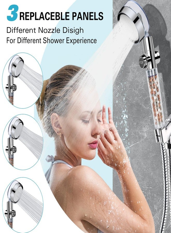 Vphom Hydro Jet High Pressure Filtered Shower Head Handheld Turbo Fan Shower Kit with Replacement Hose/Bracket/Cotton Filters and Bath Loofah, 3 Water Panels for Different Experience - Image 2