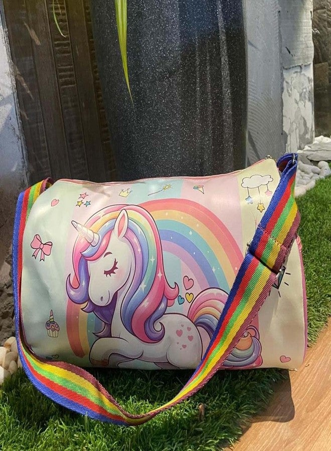 NEEYATI Kids Space Duffle Bags for Travel Swimming Sports Dance Gymnastics Sports Gym Bag Kids Stylish Travel Bag for Girls Boys (Unicorn) - Image 3