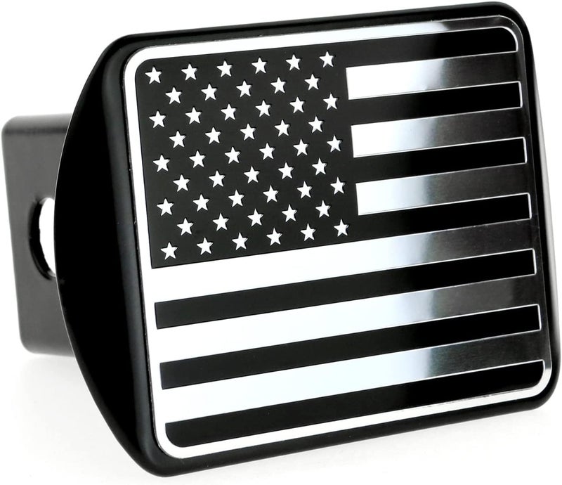 eVerHITCH USA Flag Metal Trailer Hitch Cover Plug (Fits 2" Receivers, Black & Chrome) - Image 3