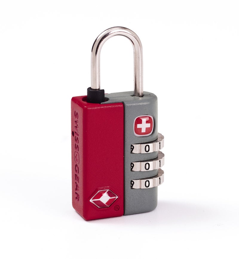 SWISSGEAR SwissGear TSA-Approved Travel Sentry Combination Luggage Lock with Resettable Combo and Inspection Indicator, Red, One Size  - Image 1