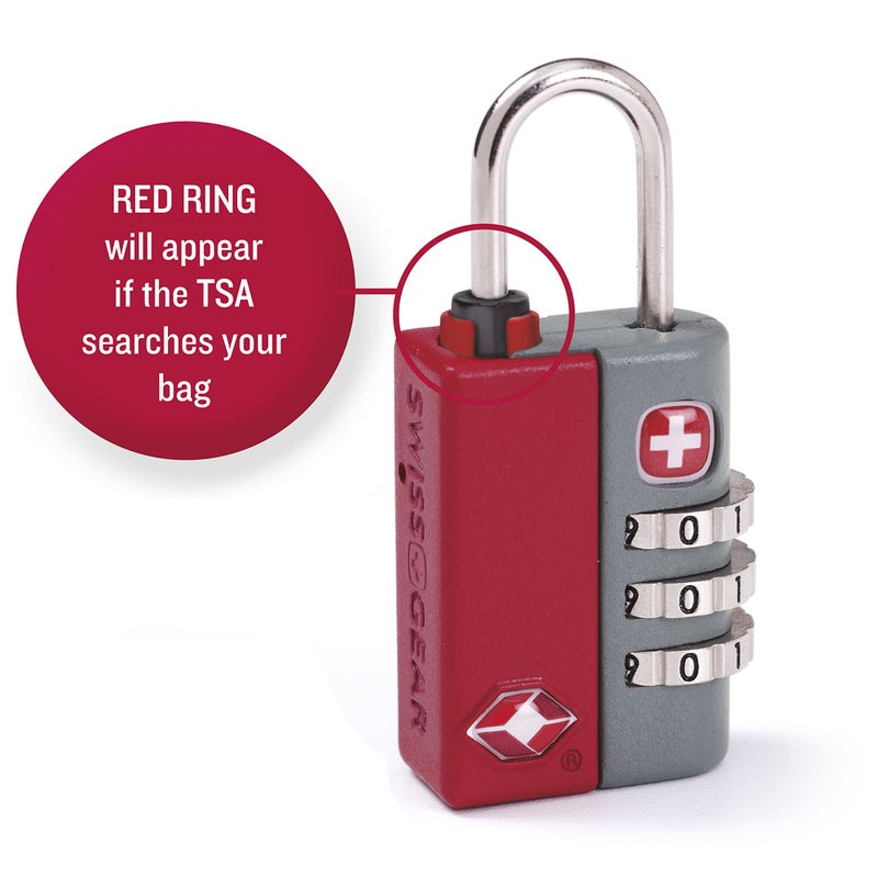 SWISSGEAR SwissGear TSA-Approved Travel Sentry Combination Luggage Lock with Resettable Combo and Inspection Indicator, Red, One Size  - Image 2