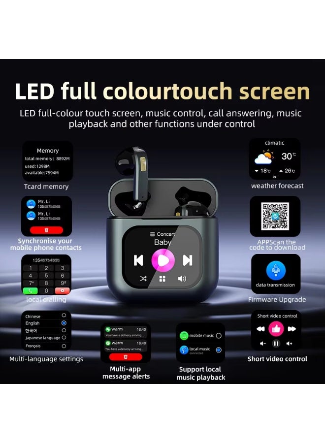 Earbuds with Smart Touch Screen  Wireless In Ear Headphones Ai Translation Noise reduction  Bluetooth  Earphones Black Red White Brown  - Image 4