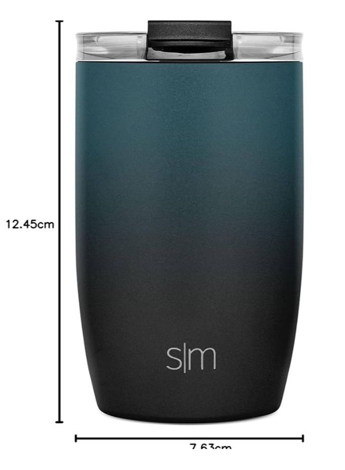سيمبل مودرن كوب قهوة للسفر مع غطاء قابل للطي | ترمس معزول من الفولاذ المقاوم للصدأ قابل لإعادة الاستخدام لتحضير القهوة المثلجة | هدايا للنساء والرجال له ولها | مجموعة فوييجر | 12 أونصة | أخضر - Image 3