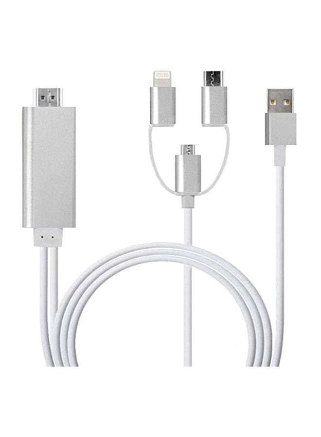 3 in 1 HDMI Adapter Cable, Phone to HDMI Cable Digital Audio Mirror, Mobile Phone Screen to TV Projector Monitor 1080P HDTV Adapter for All System Devices - Image 1