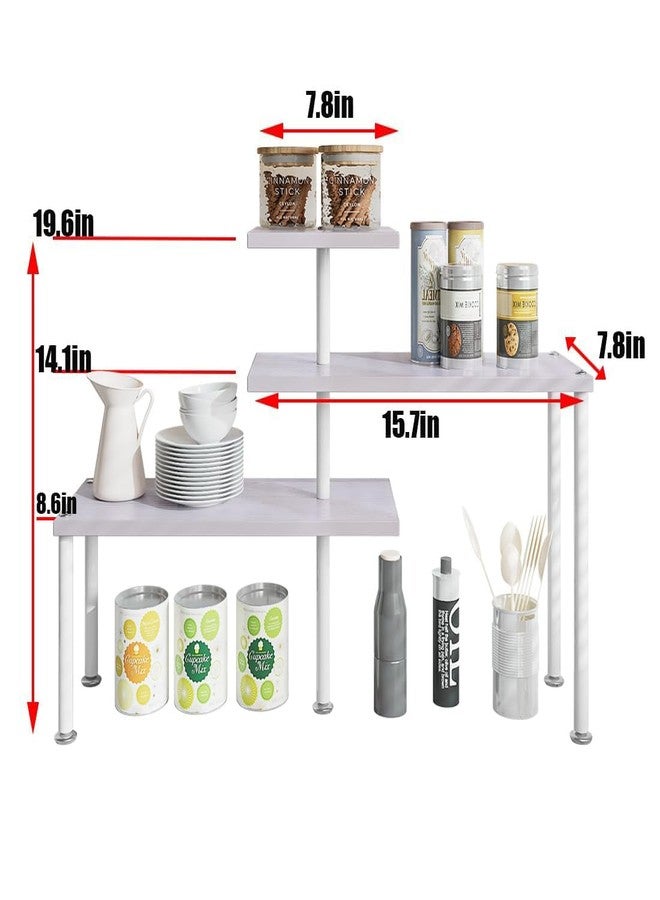 Dazioter Countertop Organizer Organization 3 Tier Kitchen Corner Shelves Adjustable Spice Storage Rack for Bathroom Coffee Area Over Sink (Light Purple) - Image 2