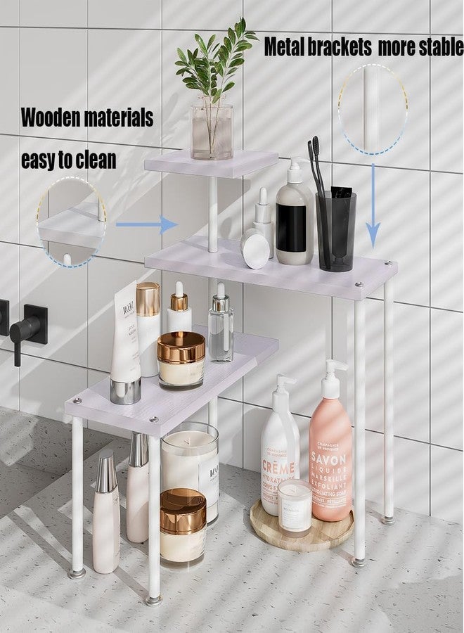 Dazioter Countertop Organizer Organization 3 Tier Kitchen Corner Shelves Adjustable Spice Storage Rack for Bathroom Coffee Area Over Sink (Light Purple) - Image 4