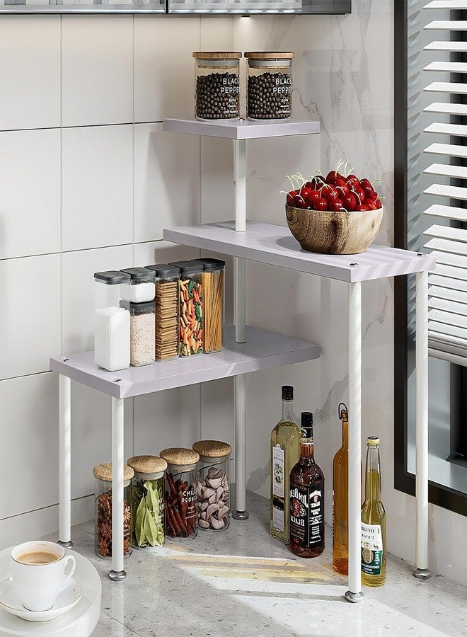 Dazioter Countertop Organizer Organization 3 Tier Kitchen Corner Shelves Adjustable Spice Storage Rack for Bathroom Coffee Area Over Sink (Light Purple) - Image 1