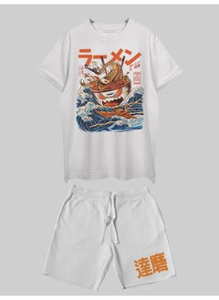 THREADCURRY THREADCURRY The Great Ramen Printed Co-ord Set for Men - Half Sleeve Oversized T-Shirt and Shorts  - Image 1