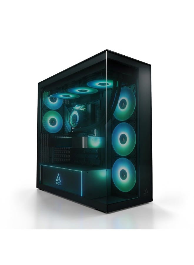 Arctic Xtender (أسود) - علبة كمبيوتر، زجاج بانورامي مقسى، دعم لمبردين 2 x 420 مم، 5 مراوح A-RGB مثبتة مسبقًا - أسود - Image 1