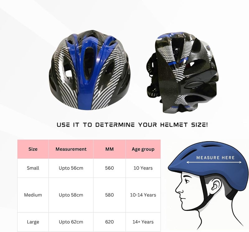 EL1049 High Quality Cycle and Skates Helmet with Adjustable Strap | With Inside Cushioning Padding for Comfort | For Adults, Women and Men| Size: Free Size| Material : Polycarbonate, EPS - Image 4