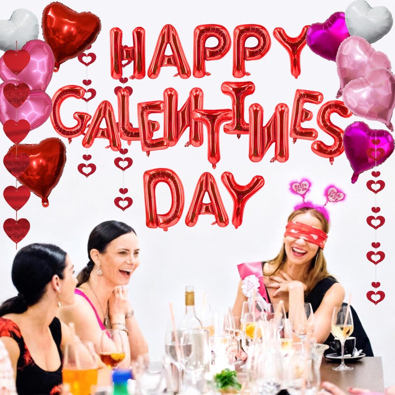 Zeptrix Happy Galentines Day Balloons Decorations 172Pcs Galentines Balloons Set Include Happy Galentineâ€™s Day,Lip,Heart Shape,Lipstick Shape Foil Balloon and Latex Balloon for Galentine Days Party Decor - Image 5