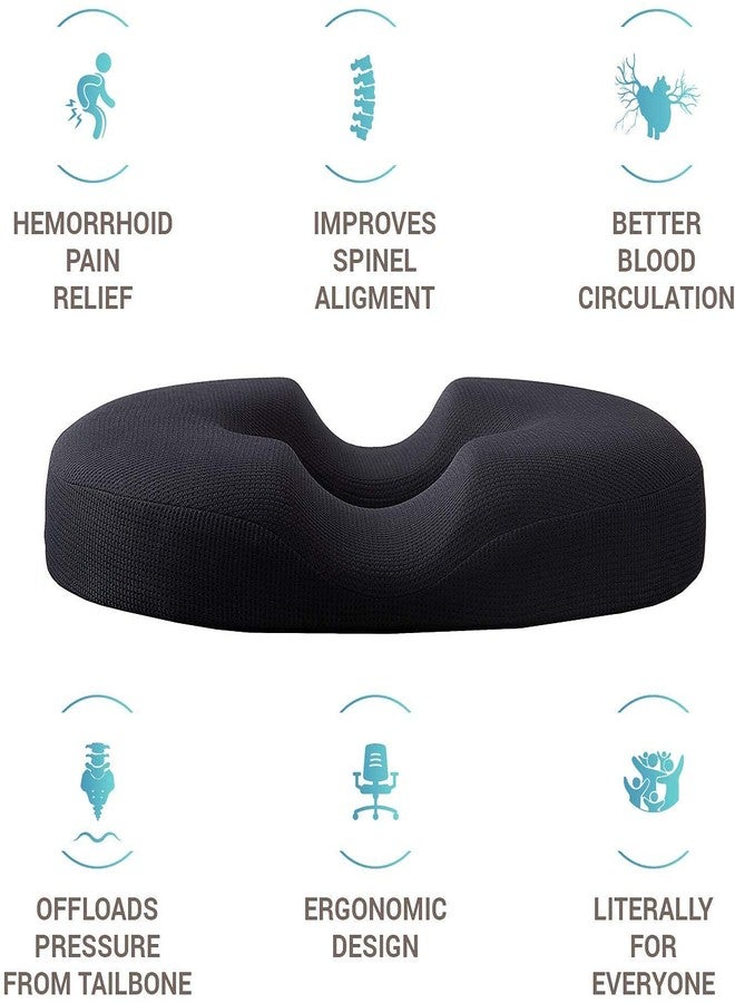 ADOFYS Memory Foam Donut Ring Cushion Pillow for Piles Hemorrhoid Coccyx Sciatic Nerve Pregnancy Tailbone Back Pain Fistula Prostate Post Natal, Surgery Pain Relief Chair and Car Seat (Black) - Image 2