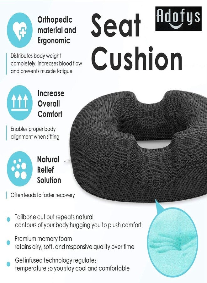 ADOFYS Memory Foam Donut Ring Cushion Pillow for Piles Hemorrhoid Coccyx Sciatic Nerve Pregnancy Tailbone Back Pain Fistula Prostate Post Natal, Surgery Pain Relief Chair and Car Seat (Black) - Image 3