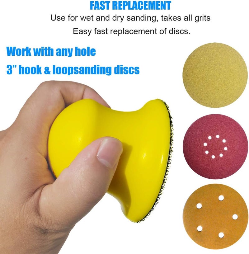 Tockrop 2 Pack 3" Round Hand Sanding Blocks for 3 Inch Hook and Loop discs Ideal For Wood Furniture Restoration Home Arts and Crafts - Image 5