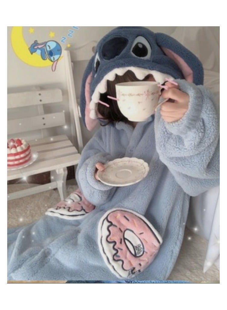 KUYING Coral velvet pajamas, long autumn and winter cartoon pajamas, home clothing  - Image 3