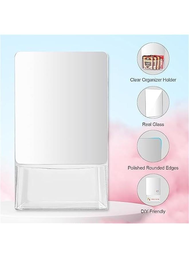 Magnetic Locker Mirror, 6.69 x 5.51 Small Real Glass Mirror with Holder Bag and Magnetic Backing for Coat Lockers School Locker Bathroom Household Refrigerator Office Cabinet -White  - Image 5